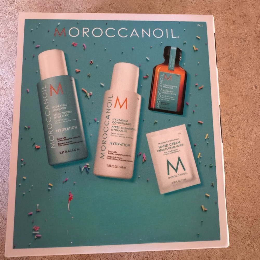 Moroccan Oil Travel Set Shampoo Conditioner Treatment oil & Hand cream BRAND NEW